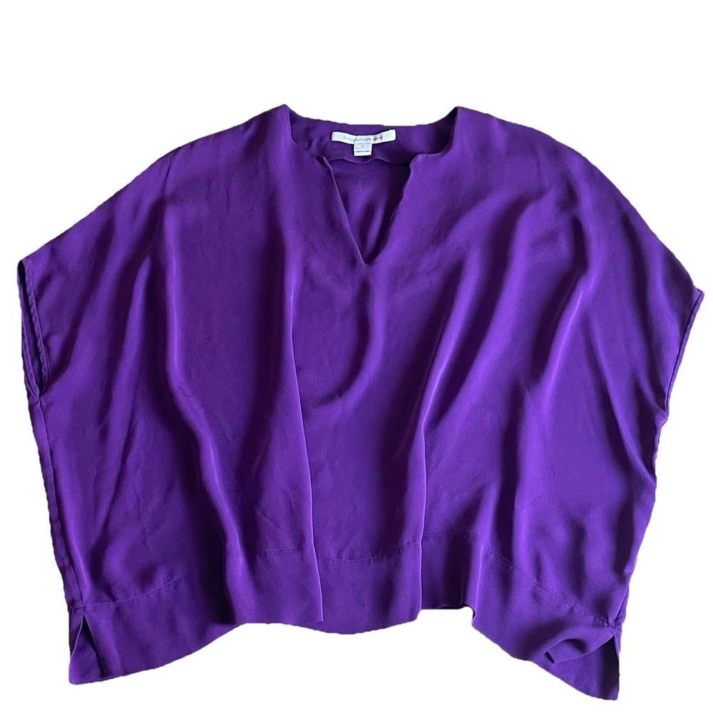 Diane Von Furstenberg Kora Silk Top SM Purple Oversized‎ Relaxed Dressy Casual